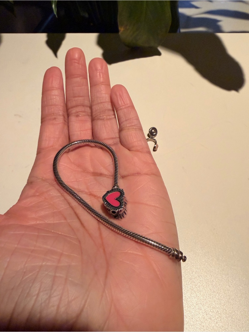 Pandora Silver Bracelet with Pink Heart Charm